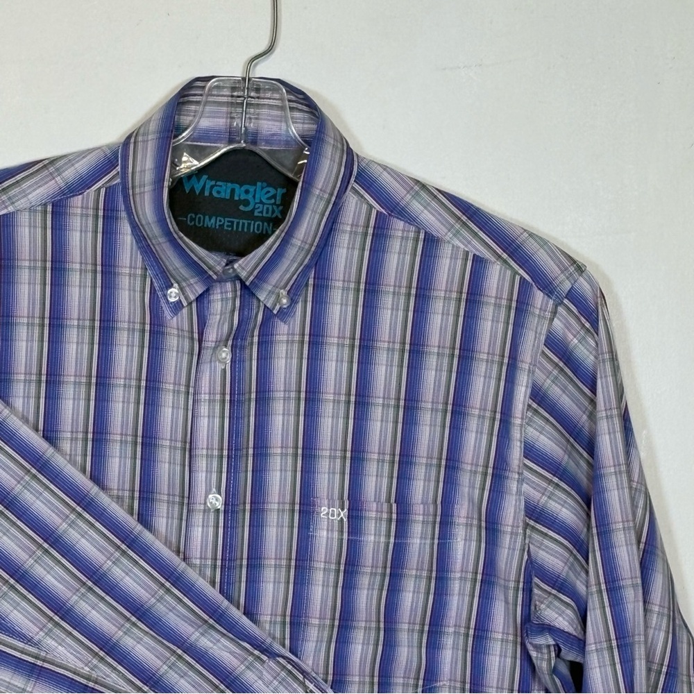Wrangler 20X Competition Mens XLT Blue Purple Plaid Western Shirt MPC128M